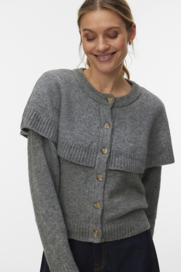 Vero Moda vmlilli ls o-neck cape cardigan boo Grijs