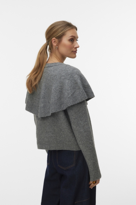 Vero Moda grijze dames vest | Model achteraanzicht