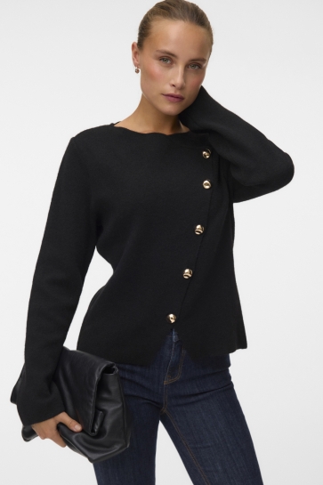 Vero Moda Vest VMVIENNA LS O-NECK WRAP CARDIGAN 10347337 Black/W.GOLD BU