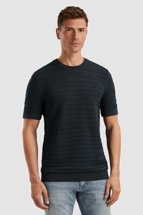 Cast Iron blauwe heren t-shirt | Model vooraanzicht