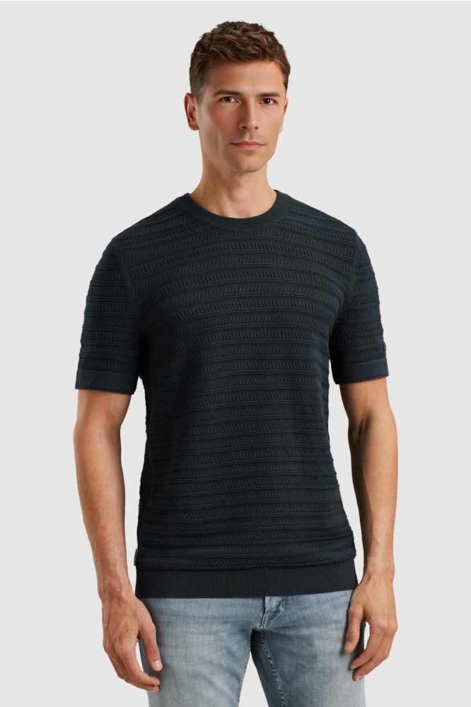 Cast Iron blauwe heren t-shirt | Model vooraanzicht