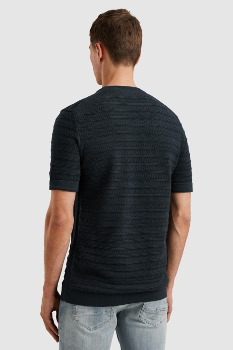 Cast Iron blauwe heren t-shirt | Model achteraanzicht