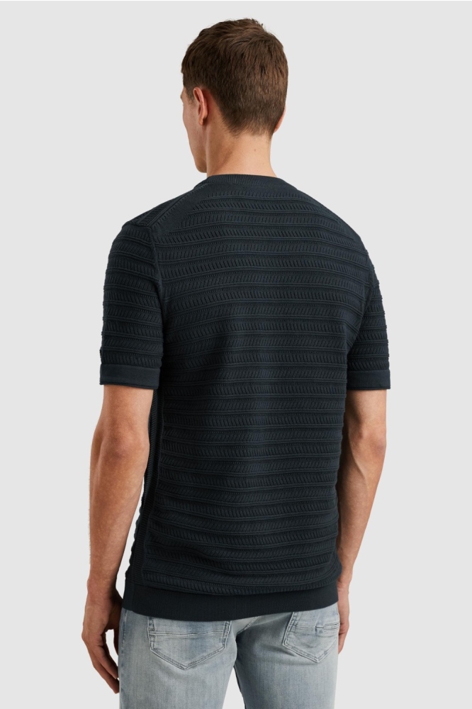 Cast Iron blauwe heren t-shirt | Model achteraanzicht