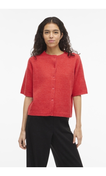 VILIGA 2/4 O-NECK KNIT CARDIGAN - N 14113226 HIBISCUS/MELANGE