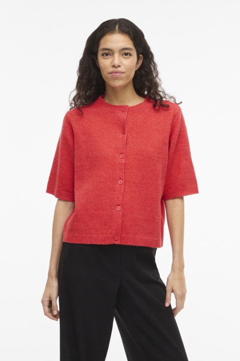 Vila rode dames vest | Model vooraanzicht