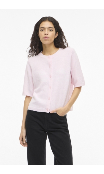 VILIGA 2/4 O-NECK KNIT CARDIGAN - N 14113226 CHERRY BLOSSOM/MELANGE
