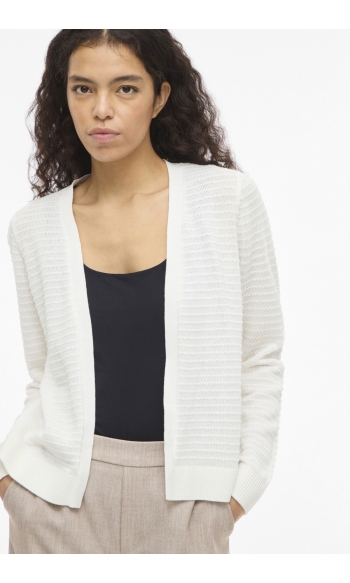 VILOLLO SHORT L/S KNIT CARDIGAN - N 14111561 WHITE ALYSSUM