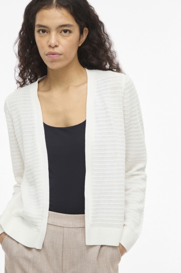 Vila Vest VILOLLO SHORT L/S KNIT CARDIGAN - N 14111561 WHITE ALYSSUM