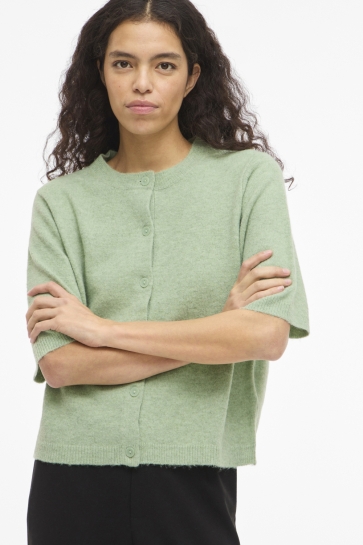 Vila VILIGA 2/4 O-NECK KNIT CARDIGAN - N 14113226 SMOKE GREEN/MELANGE