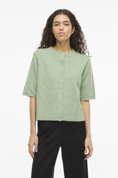 Vila groene dames vest | Model vooraanzicht