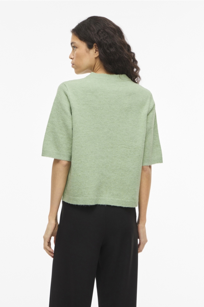 Vila groene dames vest | Model achteraanzicht