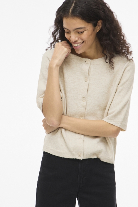 Vila beige dames vest | Model vooraanzicht
