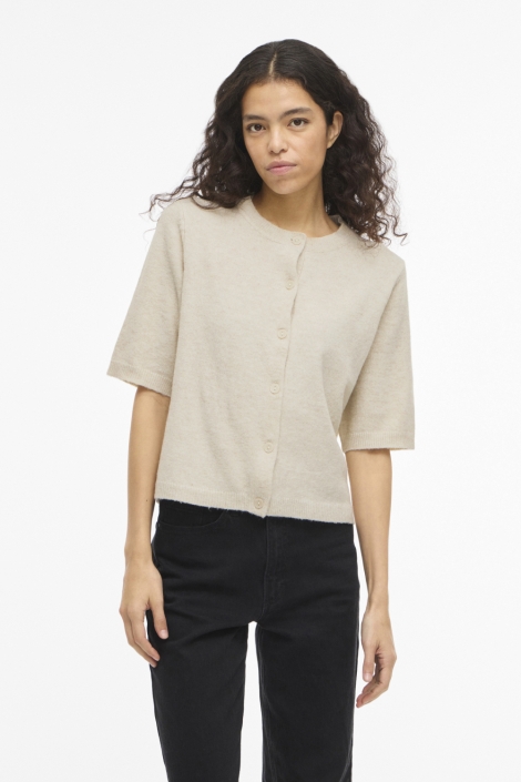 Vila beige dames vest | Model vooraanzicht
