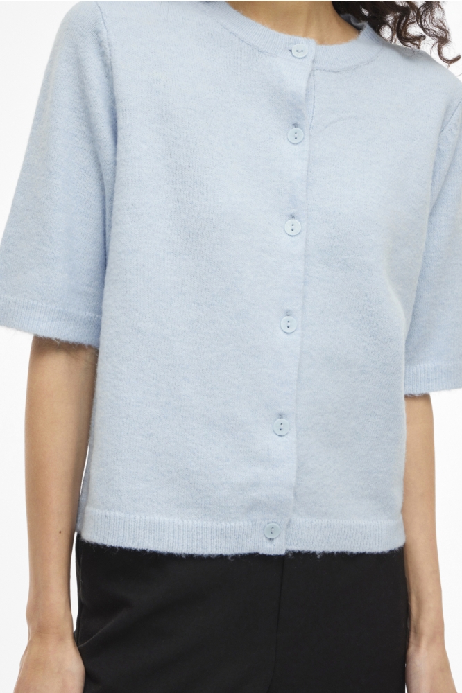 Vila blauwe dames vest | Close up