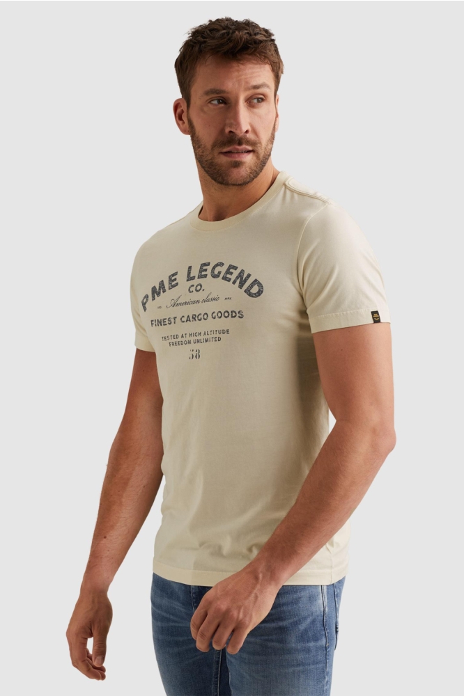 PME legend ecru heren t-shirt | Model vooraanzicht