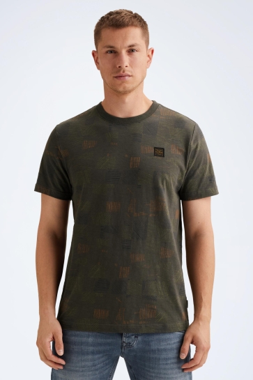 PME legend short sleeve r-neck aop cotton slu Groen