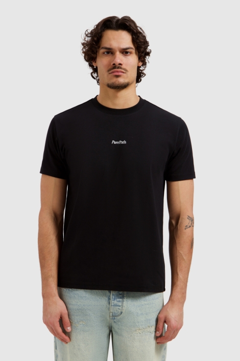 Pure Path zwarte heren t-shirt | Model vooraanzicht