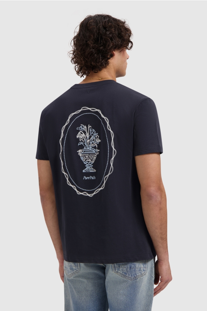 Pure Path blauwe heren t-shirt | Model achteraanzicht