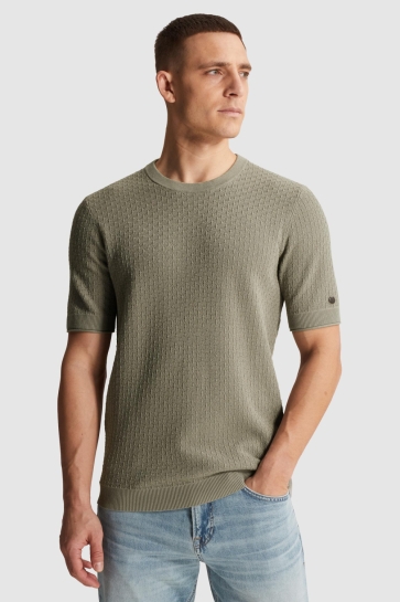 Cast Iron short sleeve r-neck regular fit co Groen