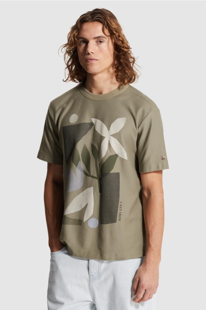 Cast Iron groene heren t-shirt | Model vooraanzicht