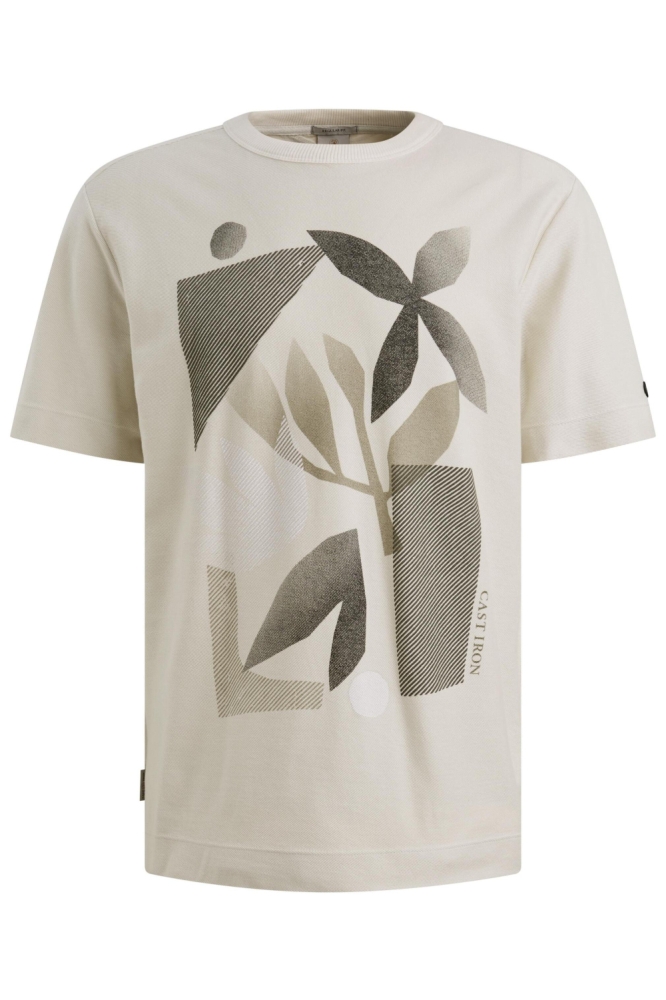 Cast Iron ecru heren t-shirt | Vooraanzicht
