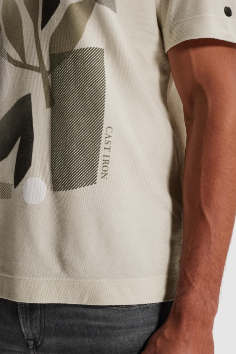 Cast Iron ecru heren t-shirt | Close up