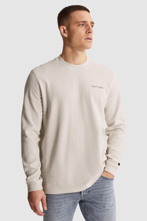 Cast Iron ecru heren t-shirt | Model zijaanzicht