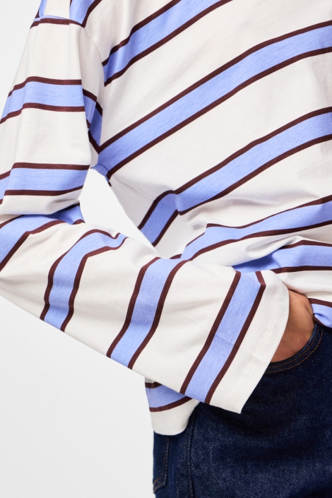 Pieces blauwe dames t-shirt | Close up
