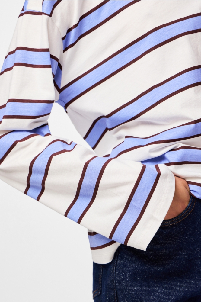 Pieces blauwe dames t-shirt | Close up