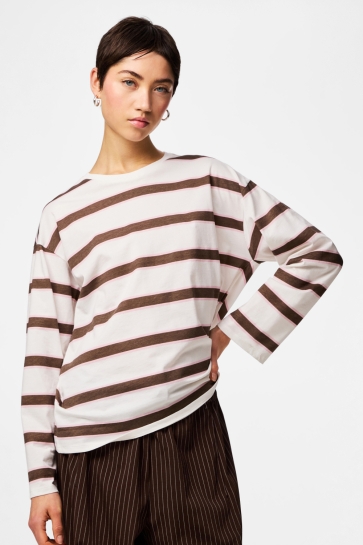 Pieces T-shirt PCMILA LS LOOSE TEE JRS NOOS BC 17162361 Coffee Quartz/ROSEATE SP