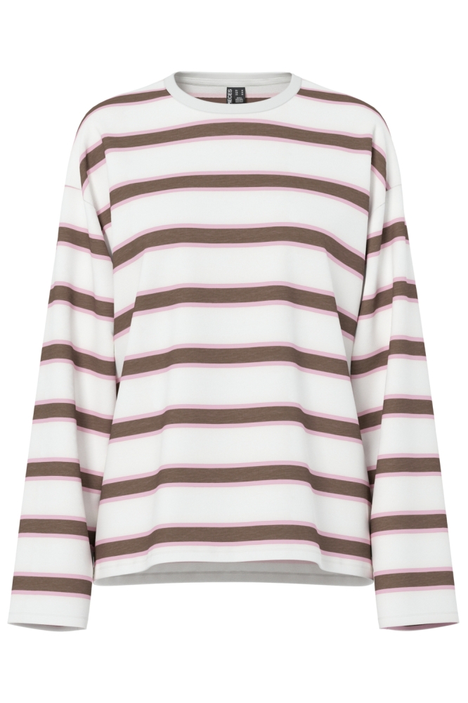 Pieces bruine dames t-shirt | Vooraanzicht