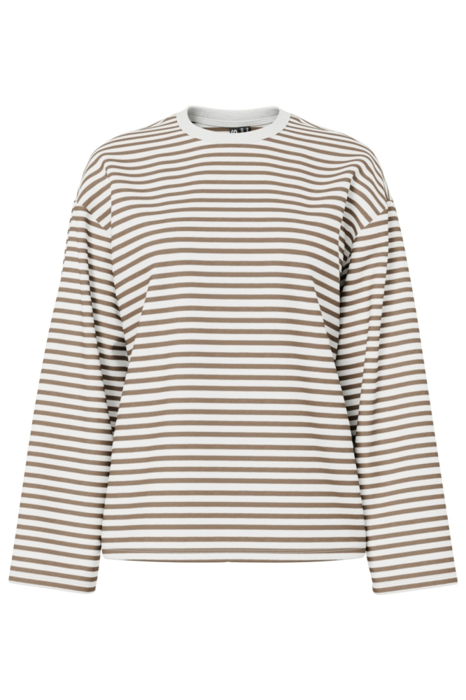 Pieces beige dames t-shirt | Vooraanzicht