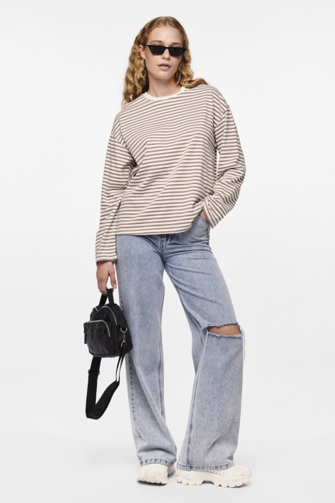 Pieces beige dames t-shirt | Model