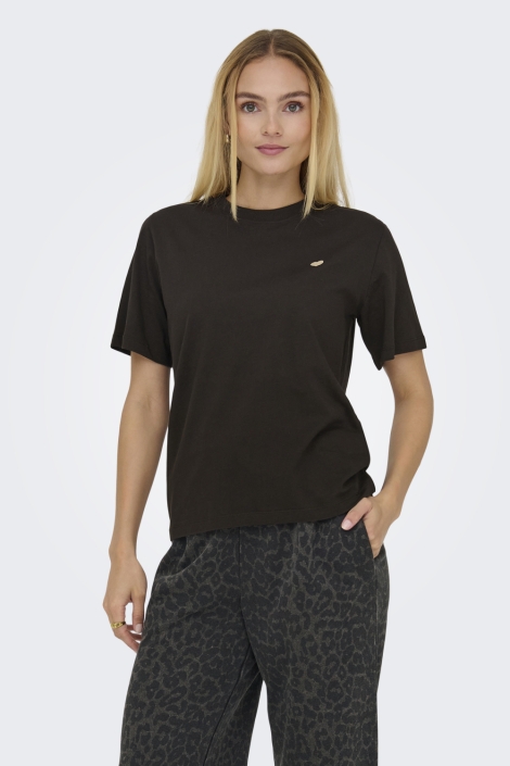 Jacqueline de Yong bruine dames t-shirt | Model vooraanzicht
