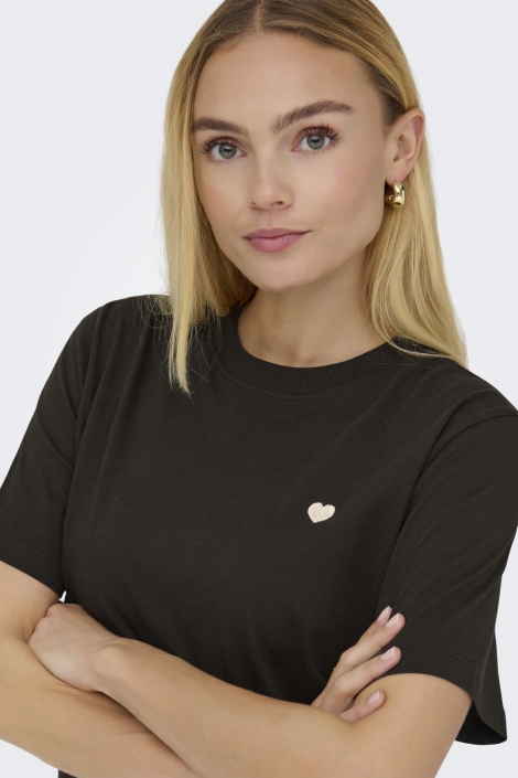 Jacqueline de Yong bruine dames t-shirt | Close up