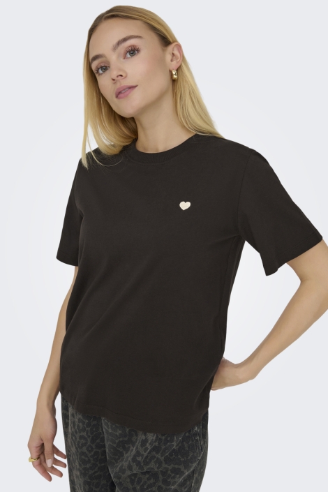 Jacqueline de Yong bruine dames t-shirt | Model vooraanzicht