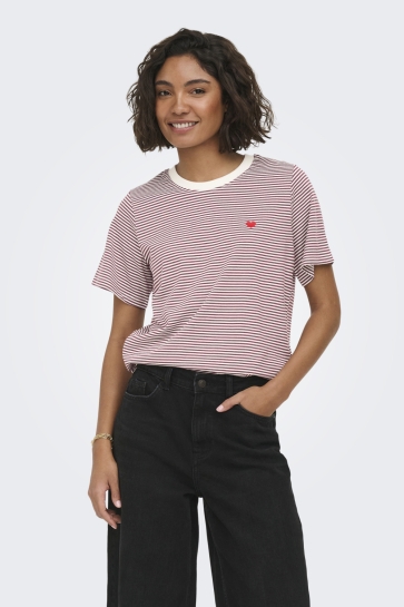 Jacqueline de Yong T-shirt JDYPISA S/S PRINT TOP JRS NOOS 15298612 CLOUD DANCER/WINDSOR WINE