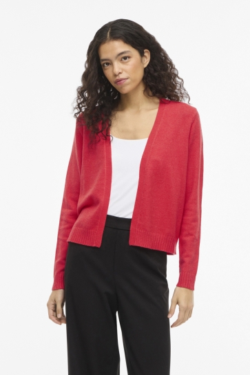 Vila VIRIL SHORT L/S KNIT CARDIGAN-NOOS 14060800 Hibiscus/DARK MELAN