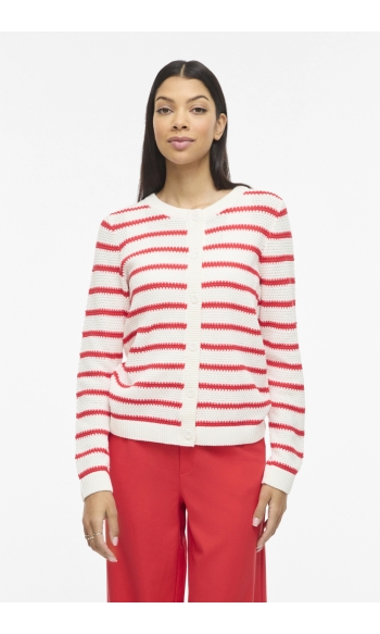 VIDALO O-NECK L/S KNIT CARDIGAN - N 14112299 Alyssum/HIBICUS