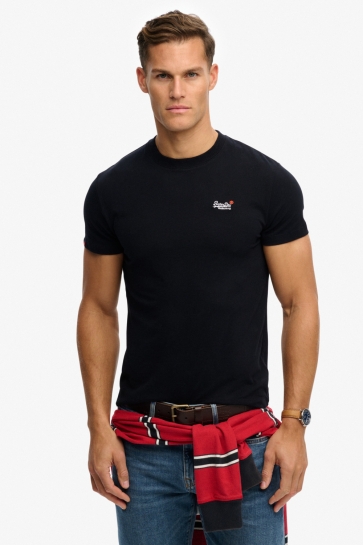 Superdry essential contrast emb tee Zwart