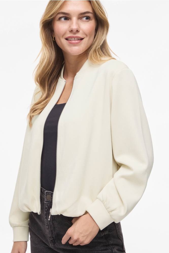 Vila ecru dames vest | Model zijaanzicht