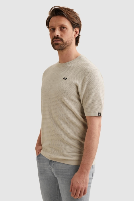 Vanguard beige heren t-shirt | Model vooraanzicht