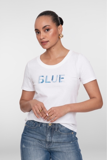 Geisha T-shirt T SHIRT 62136 41 Off-White/Blue