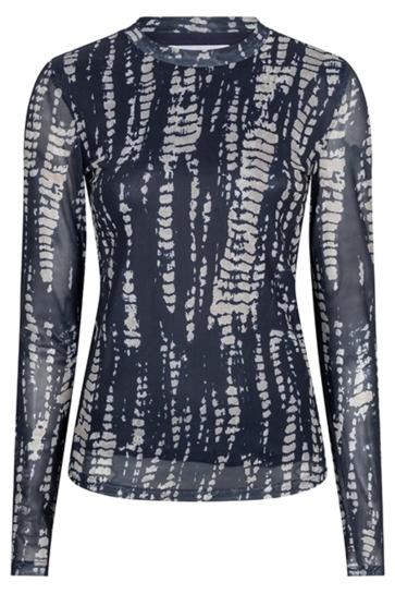 Lofty Manner Top TOP INIKO ABSTRACT MESH RI09 1 Dark Blue