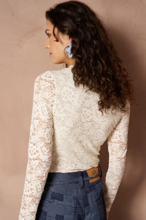 Lofty Manner beige dames top | Model achteraanzicht