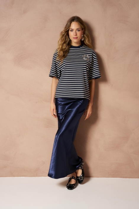 Lofty Manner blauwe dames t-shirt | Model