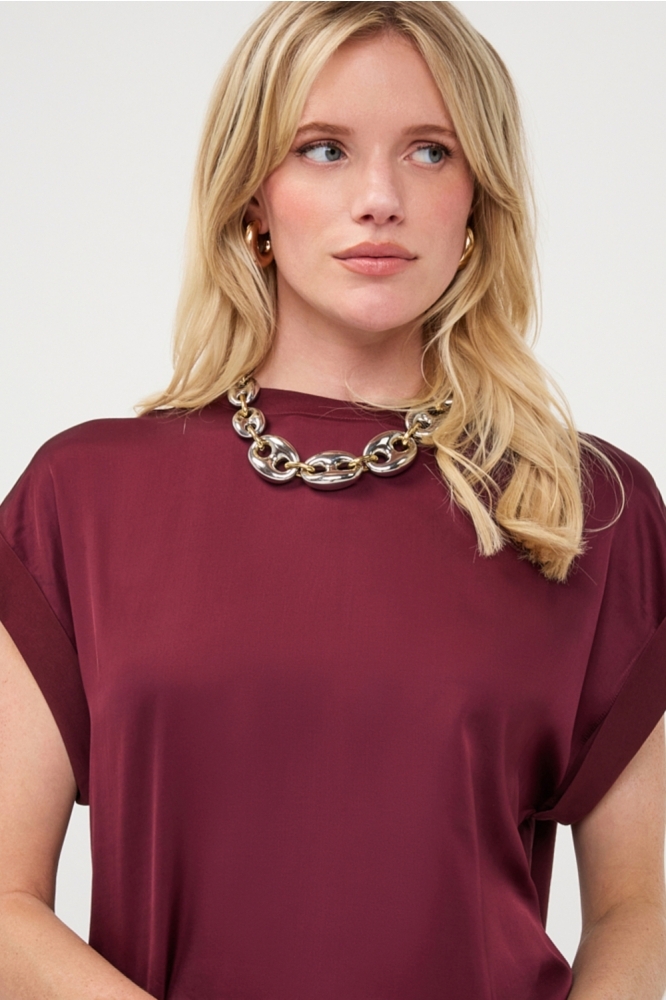 EsQualo bordeaux dames t-shirt | Close up