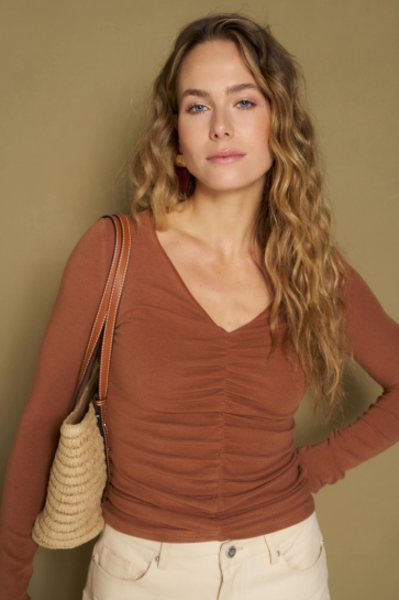 Lofty Manner Top TOP HUNI GATHERED BASIC RH09 2 122 caramel