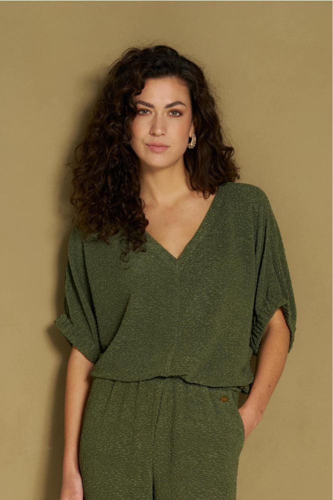 Lofty Manner groene dames t-shirt | Model vooraanzicht