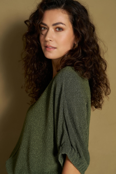 Lofty Manner groene dames t-shirt | Close up